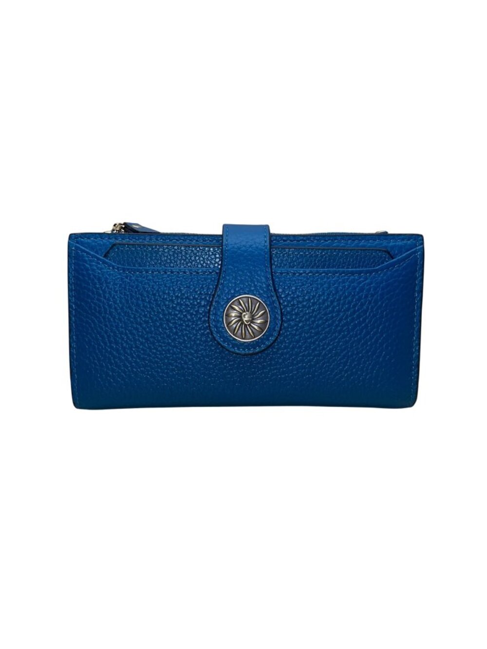Travelambo Women’s Blue Faux Leather Wallet Clutch With Snap Button Closure